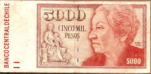 5000 Chilean Peso Banknote (1981-2008) First Issued 1981 Front Accepted For Exchange
