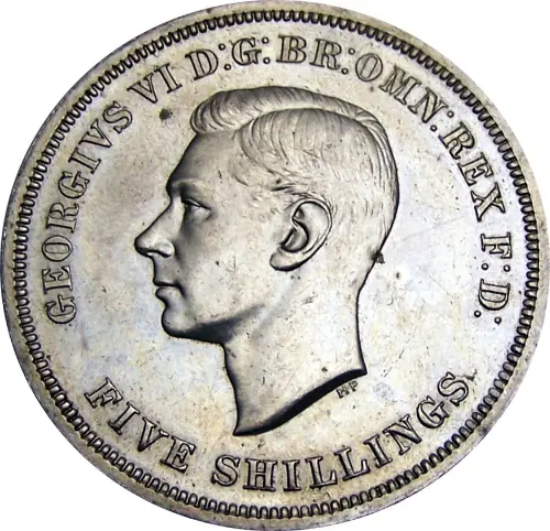 British 5 Shilling Coin Obverse Issued 1951 Accepted for exchange