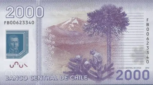 2000 Chilean Peso Banknote First Issued 2009 Front Accepted For Exchange