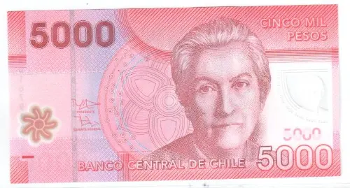 5000 Chilean Peso Banknote First Issued 2009 Front Accepted For Exchange