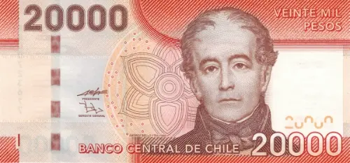20000 Chilean Peso Banknote First Issued 2009 Front Accepted For Exchange