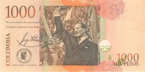 1000 Colombian Pesos Banknote (Jorge Eliécer Gaitán) First Issued 2001 Front Accepted For Exchange