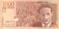 1000 Colombian Pesos Banknote (Jorge Eliécer Gaitán) First Issued 2001 Front Accepted For Exchange