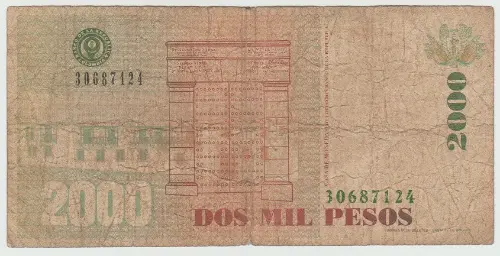2000 Colombian Pesos Banknote (Francisco de Paula Santander) First Issued 1996 Front Accepted For Exchange