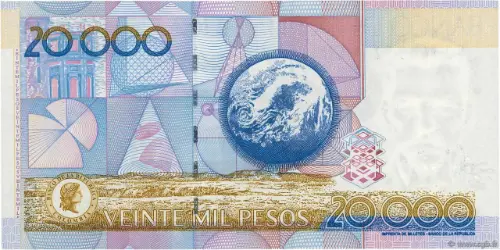 20000 Colombian Pesos Banknote (Julio Garavito Armeno) First Issued 1995 Front Accepted For Exchange