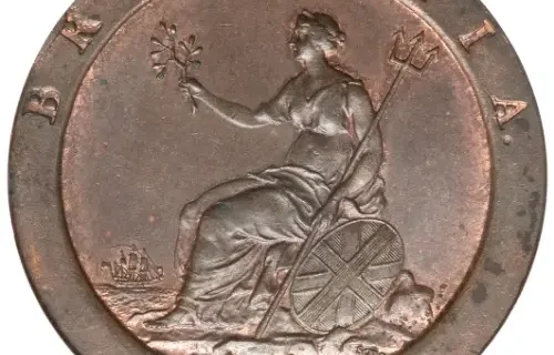 British cartwheel penny Obverse Issued 1797 Accepted for exchange