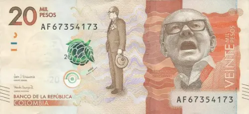 20000 Colombian Pesos banknote (Alfonso López Michelsen) First Issued 2015 Front Accepted For Exchange