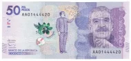 50000 Colombian Pesos banknote (Gabriel García Márquez) First Issued 2015 Front Accepted For Exchange