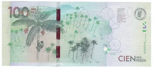 100000 Colombian Pesos banknote (Carlos Lleras Restrepo) First Issued 2014 Front Accepted For Exchange
