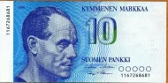 10 Finnish Markka Banknote First Issued 1986 Front Accepted For Exchange