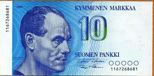10 Finnish Markka Banknote First Issued 1986 Front Accepted For Exchange