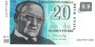 20 Finnish Markka Banknote First Issued 1993 Front Accepted For Exchange
