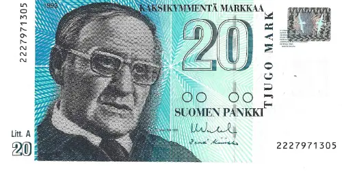 20 Finnish Markka Banknote First Issued 1993 Front Accepted For Exchange