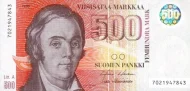 500 Finnish Markka Banknote First Issued 1986 Front Accepted For Exchange