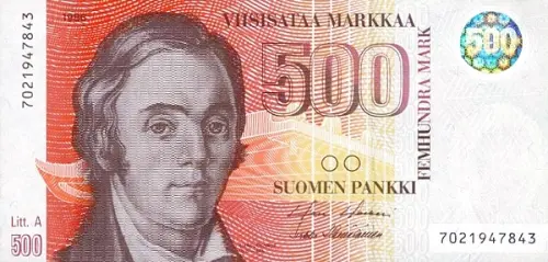500 Finnish Markka Banknote First Issued 1986 Front Accepted For Exchange