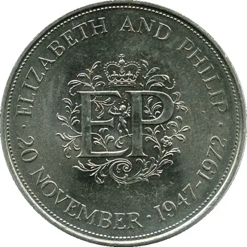 British Crown Elizabeth II Silver Wedding 1972 Obverse accepted for exchange