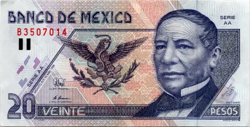 20 Mexican Pesos Banknote (Series D) First Issued 1994 Front Accepted For Exchange