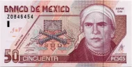 50 Mexican Pesos Banknote (Series D) First Issued 1994 Front Accepted For Exchange