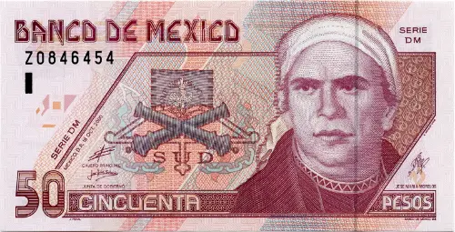 50 Mexican Pesos Banknote (Series D) First Issued 1994 Front Accepted For Exchange