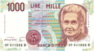 1000 Italian Lire (Maria Montessori) Banknote First Issued 1990 Front Accepted For Exchange