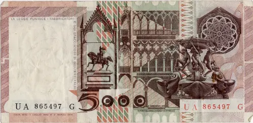 5000 Italian Lire (da Messina) Banknote First Issued 1979 Front Accepted For Exchange