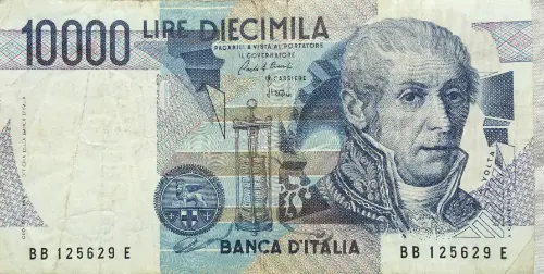 10000 Italian Lire (Alessandro Volta) Banknote First Issued 1984 Front Accepted For Exchange