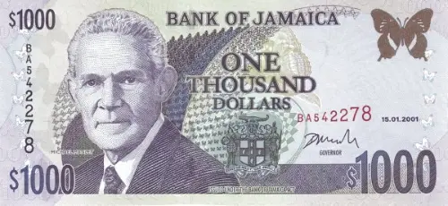 1000 Jamaican Dollar Banknote (Michael Manley) First Issued 2000 Front Accepted For Exchange