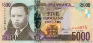 5000 Jamaican Dollar Banknote (Hugh Shearer) First Issued 2009 Front Accepted For Exchange