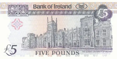 Northern Ireland 5 Pound Bank of Ireland Banknote Front Issued 2003.