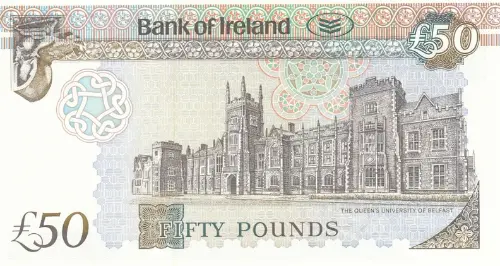 Northern Ireland 50 Pound Bank of Ireland Banknote Front Issued 2004