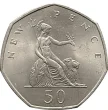 Large British Fifty Pence Coin 1969 Obverse Side Accepted For Exchange