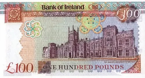 Northern Ireland 100 Pound Bank of Ireland Banknote Front Issued 1995