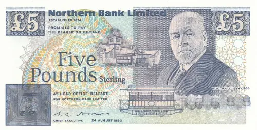 Northern Ireland 5 Pound Northern Bank Banknote Front Issued 1990