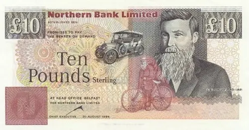 Northern Ireland 10 Pound Northern Bank Banknote Front Issued 1996 Accepted For Exchange
