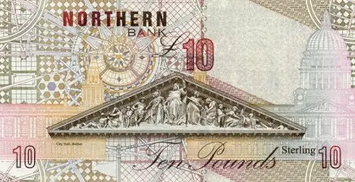 Northern Ireland 10 Pound Northern Bank Banknote Front Issued 1997