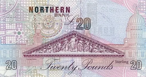 Northern Ireland 20 Pound Northern Bank Banknote Front Issued 1999
