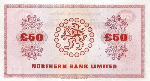 Northern Ireland 50 Pound Northern Bank Banknote Front Issued 1970 Accepted For Exchange