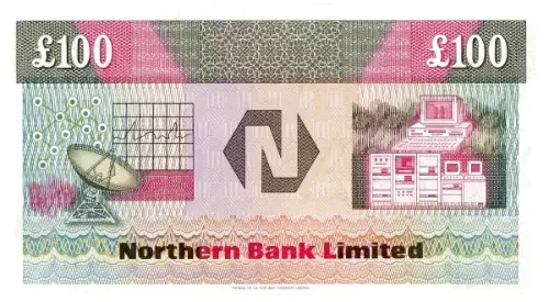 Northern Ireland 100 Pound Northern Bank Banknote Front Issued 1990 Accepted For Exchange