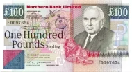 Northern Ireland 100 Pound Northern Bank Banknote Front Issued 1990 Accepted For Exchange