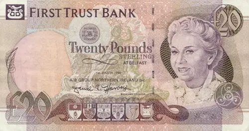 Northern Ireland 20 Pound First Trust Bank Banknote Front Issued 1996 Accepted For Exchange