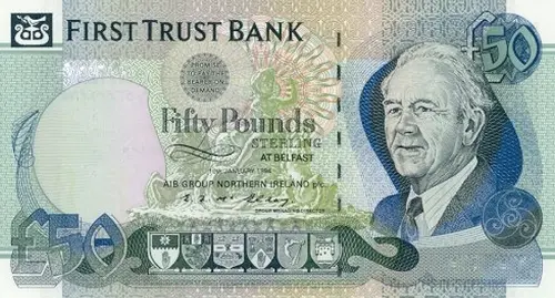 Northern Ireland 50 Pound First Trust Bank Banknote Front Issued 1994 Accepted For Exchange
