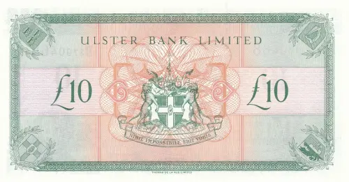 Northern Ireland 10 Pound Ulster Bank Banknote Front Issued 1997