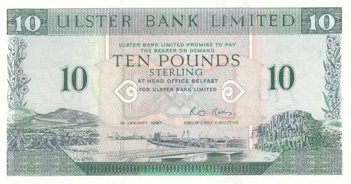 Northern Ireland 10 Pound Ulster Bank Banknote Front Issued 1997