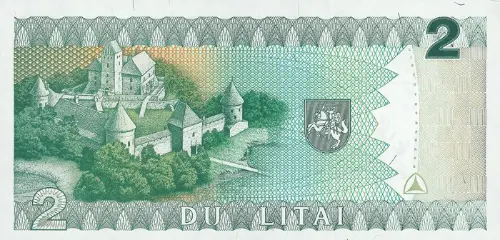 2 Lithuanian Litai Banknote Issued 1993 Front Accepted For Exchange