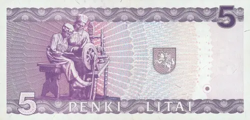 5 Lithuanian Litai Banknote Issued 1993 Front Accepted For Exchange