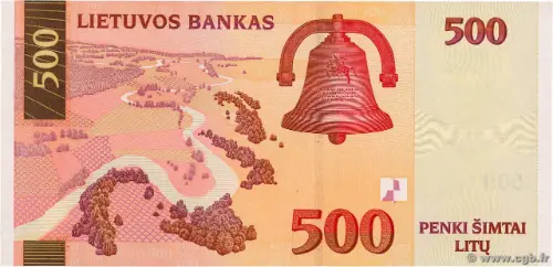 500 Lithuanian Litu Banknote Issued 2000 Front Accepted For Exchange