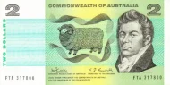 Australian 2 dollar Commonwealth of Australia banknote obverse accepted for exchange