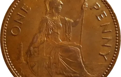 British Pre-Decimal  Penny Coin Obverse Side Accepted For Exchange