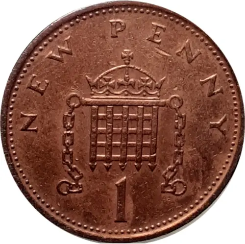 British 1 New Penny Coin Obverse 1971 Accepted For Exchange