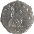 British 50 pence Coin Obverse 1997 Accepted For Exchange